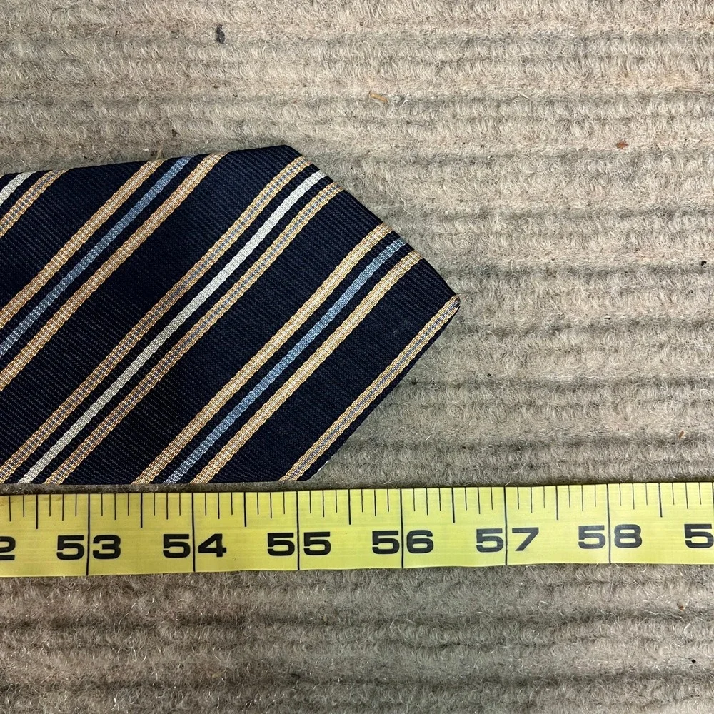 Bert Pulitzer Mens Navy Gold Striped Silk Necktie Classic Rep Stripe Tie